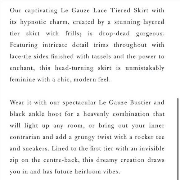 Le Gauze Lace Tiered Skirt *Medium* - Picture 12 of 12